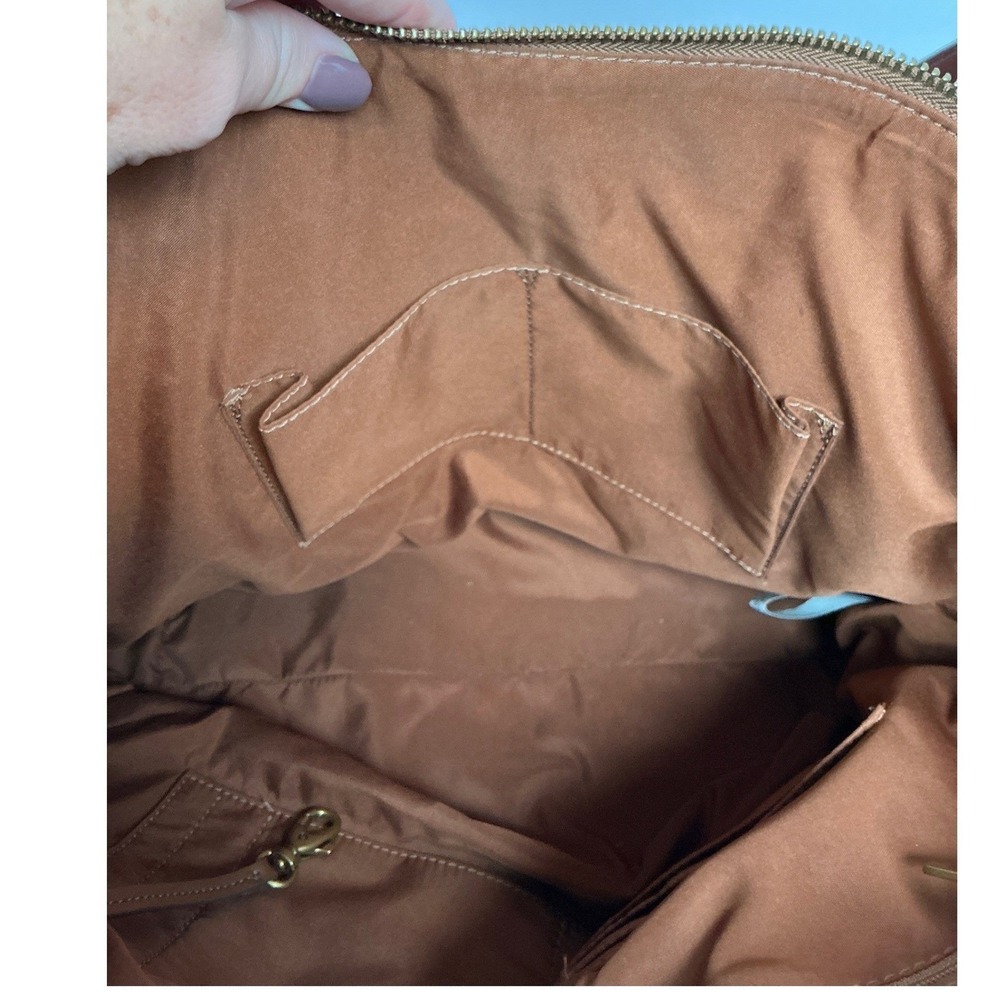 Fossil Rachel Tote and Zip Around Wallet Set Brown Pebbled Leather Cognac Brass - Picture 10 of 11